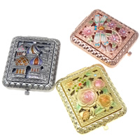 Zinc Alloy Cosmetic Mirror, with Glass, Rectangle, plated, enamel & with rhinestone, mixed colors, nickel, lead & cadmium free 