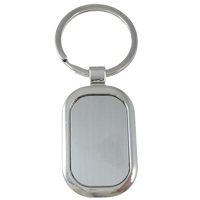 bijoux de porte-clés en Alliage de zinc, avec anneau de fer, rectangle, Placage de couleur platine, protéger l'environnement, sans nickel, plomb et cadmium Environ 29mm, Vendu par PC