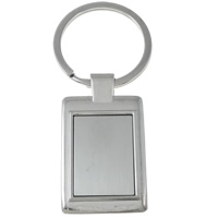 bijoux de porte-clés en Alliage de zinc, avec anneau de fer, rectangle, Placage de couleur platine, protéger l'environnement, sans nickel, plomb et cadmium Environ 29mm, Vendu par PC