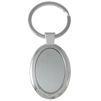 bijoux de porte-clés en Alliage de zinc, avec anneau de fer, ovale plat, Placage de couleur platine, protéger l'environnement, sans nickel, plomb et cadmium Environ 29mm, Vendu par PC