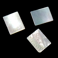 White Shell Cabochon, Rectangle, flat back, mixed colors 