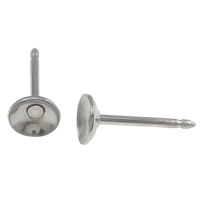 Stainless Steel Earring Stud Component, original color, 0.8mm Inner Approx 3.5mm 