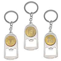 Stainless Steel Key Chain, gold color plated, with bottle opener & two tone, original color 