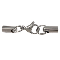 Stainless Steel Lobster Claw Cord Clasp, with end cap, 4mm Approx 4mm 