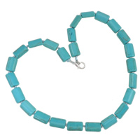 Бирюзовый ожерелье ювелирного изделия, Синтетическая бирюза, цинковый сплав Замок-карабин, Прямоугольная форма, голубой длина:Приблизительно 17 дюймовый, продается Strand
