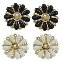 Resin Zinc Alloy Earring, with rubber earnut & Resin, Flower, gold color plated nickel, lead & cadmium free 
