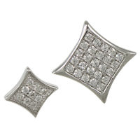 Cubic Zirconia Micro Pave Sterling Silver Earring, 925 Sterling Silver, Rhombus & micro pave cubic zirconia 