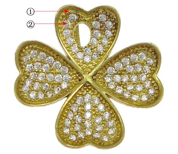 Brass Clover Pendant, Four Leaf Clover, plated, micro pave cubic zirconia, more colors for choice, nickel, lead & cadmium free, 18x18x5mm, Hole:Approx 4x2.5mm, Sold By PC