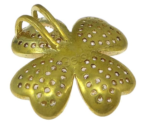 Brass Clover Pendant, Four Leaf Clover, plated, micro pave cubic zirconia, more colors for choice, nickel, lead & cadmium free, 18x18x5mm, Hole:Approx 4x2.5mm, Sold By PC