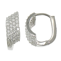 Cubic Zirconia Micro Pave Sterling Silver Earring, 925 Sterling Silver, plated, micro pave cubic zirconia 