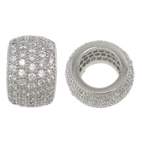 Cubic Zirconia Micro Pave Sterling Silver Bead, 925 Sterling Silver, Rondelle, plated, micro pave cubic zirconia Approx 6mm 