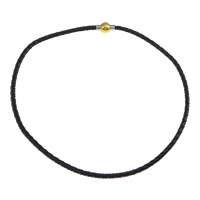 PU Leather Necklace Cord, stainless steel magnetic clasp, plated, black 4mm Approx 17 Inch 