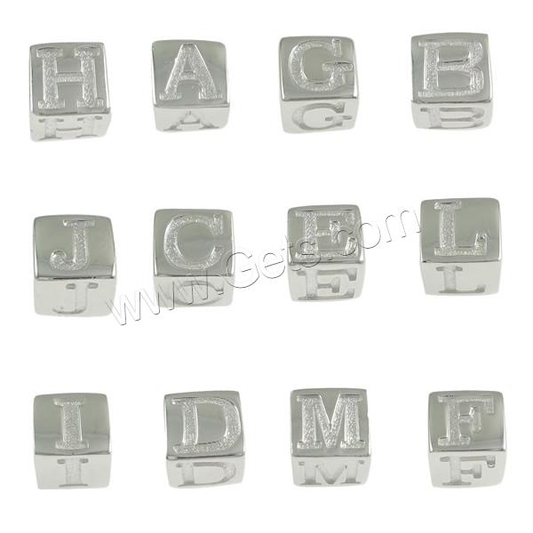 Sterling Silver European Beads, 925 Sterling Silver, Cube, plated, different designs for choice & without troll, more colors for choice, 7x7x7mm, Hole:Approx 5mm, Sold By PC