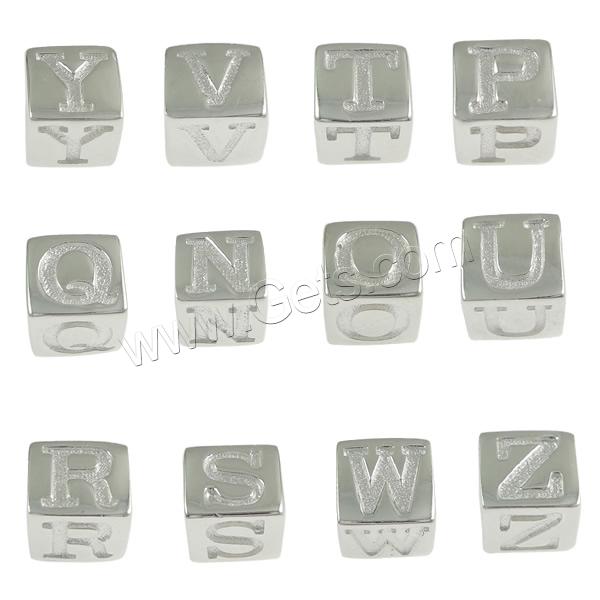 Sterling Silver European Beads, 925 Sterling Silver, Cube, plated, different designs for choice & without troll, more colors for choice, 7x7x7mm, Hole:Approx 5mm, Sold By PC