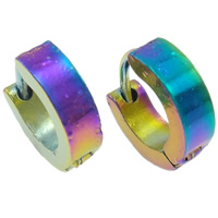 Stainless Steel Huggie Hoop Earring, colorful plated, multi-colored 