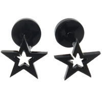 Bijoux de piercing d'oreille en acier inoxydable, étoile, ionique noire Vendu par paire