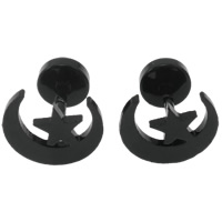 Bijoux de piercing d'oreille en acier inoxydable, lune, ionique noire Vendu par paire
