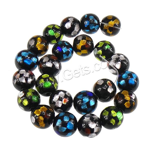 Silver & Gold Foil Lampwork Beads, with Glass, Round, different size for choice & gold foil and silver foil, Hole:Approx 1.5mm, Length:Approx 10 Inch, Sold By Strand