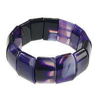 Streifen Achat Armbänder, Rechteck, violett, 16x25mm, Länge:ca. 8 ZollInch, verkauft von Strang