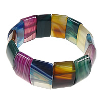 Lace Agate Bracelets, Rectangle, mixed colors Approx 8 Inch 