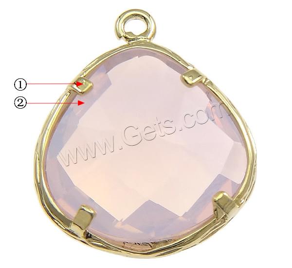 Glass Brass Pendants, with Glass, Teardrop, plated, faceted, more colors for choice, 13x15.5x6mm, Hole:Approx 1mm, Sold By PC