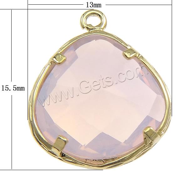 Glass Brass Pendants, with Glass, Teardrop, plated, faceted, more colors for choice, 13x15.5x6mm, Hole:Approx 1mm, Sold By PC