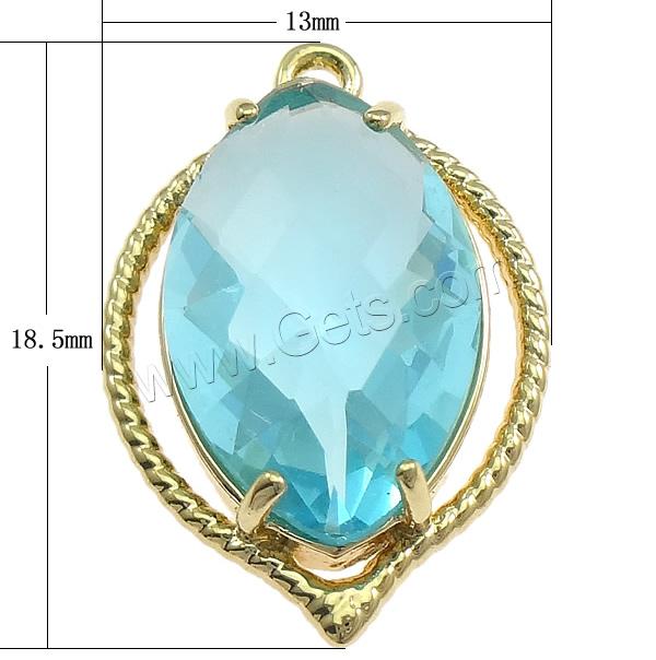 Glass Brass Pendants, with Glass, Horse Eye, plated, faceted, more colors for choice, 13x18.5x5mm, Hole:Approx 1mm, Sold By PC