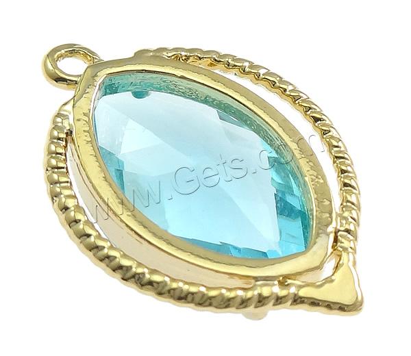 Glass Brass Pendants, with Glass, Horse Eye, plated, faceted, more colors for choice, 13x18.5x5mm, Hole:Approx 1mm, Sold By PC