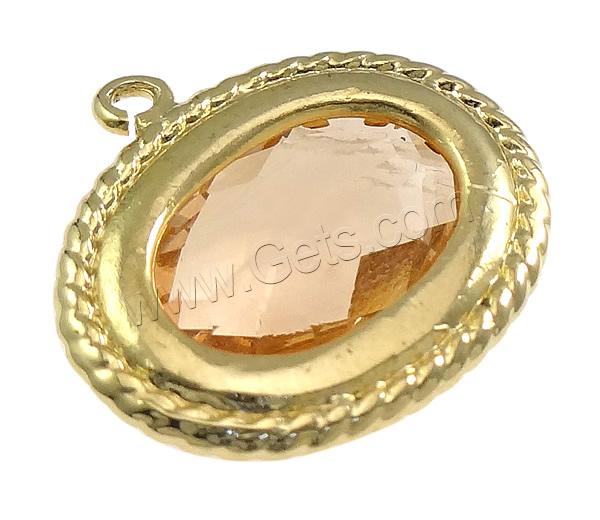 Glass Brass Pendants, with Glass, Flat Oval, plated, faceted, more colors for choice, 17x16x5mm, Hole:Approx 1mm, Sold By PC