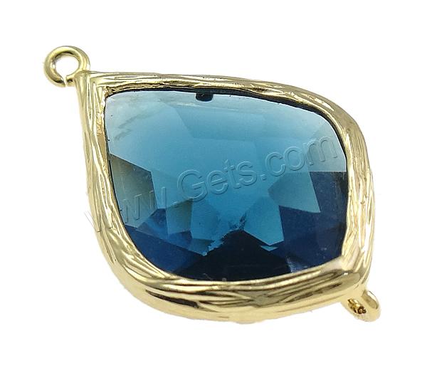 Glass Connector, Brass, with Glass, Teardrop, plated, faceted & 1/1 loop, more colors for choice, 14x23x6mm, Hole:Approx 1mm, Sold By PC