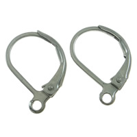 Stainless Steel Lever Back Earring Wires, with loop, original color Approx 1mm [