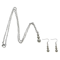 Fashion Stainless Steel Jewelry Sets, earring & necklace, oval chain, original color 2mm 39mm Approx 17 Inch 
