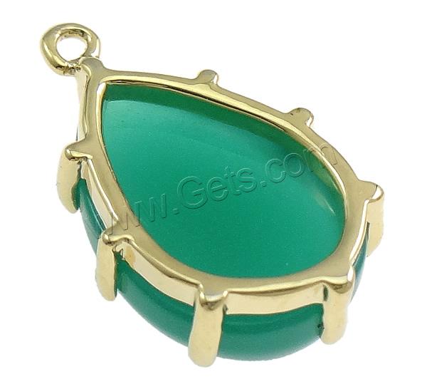 Glass Brass Pendants, with Glass, Teardrop, plated, more colors for choice, 11x18x6.5mm, Hole:Approx 1mm, Sold By PC