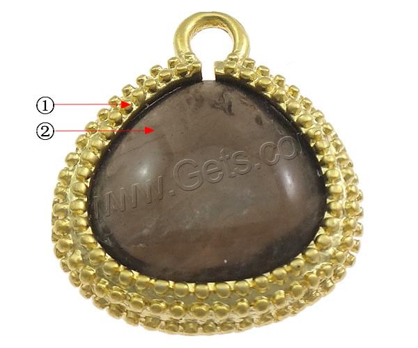 Glass Brass Pendants, with Glass, Teardrop, plated, more colors for choice, 16x19x5mm, Hole:Approx 2mm, Sold By PC