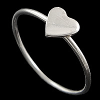 Sterling Silver Finger Ring, 925 Sterling Silver, Heart, plated 5.5mm, US Ring .5 