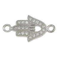 Cubic Zircon Micro Pave Sterling Silver Connector, 925 Sterling Silver, Hand, plated, micro pave cubic zirconia & 1/1 loop Approx 1.5mm 