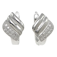 Cubic Zirconia Micro Pave Sterling Silver Earring, 925 Sterling Silver, Rhombus, plated, micro pave 20 pcs cubic zirconia 