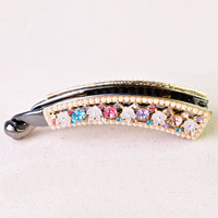 Hair Banana Clips, Zinc Alloy, with Resin, plated, with rhinestone nickel, lead & cadmium free 