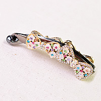 Hair Banana Clips, Zinc Alloy, with Resin, Bowknot, plated, with rhinestone nickel, lead & cadmium free 
