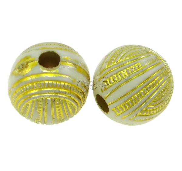 Gold Accent Acrylic Beads, Round, different size for choice, beige, Sold By Bag