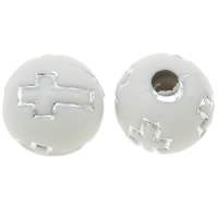 Silberdruck Acrylperlen, Acryl, rund, verschiedene Größen vorhanden & Volltonfarbe, weiß, verkauft von Tasche