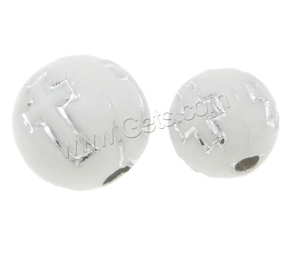 Silver Accent Acrylic Beads, Round, different size for choice & solid color, white, Sold By Bag