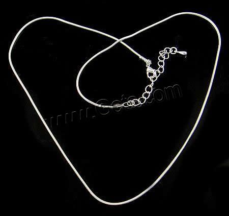 Латунь цепочка для ожерелья, с 2Inch наполнитель цепи, плакированный настоящим серебром, змея цепи, 1.2mm, длина:16 дюймовый, продается Strand
