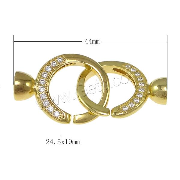 Brass Interlocking Clasp, plated, with end cap & micro pave cubic zirconia, more colors for choice, nickel, lead & cadmium free, Hole:Approx 6mm, Sold By Set