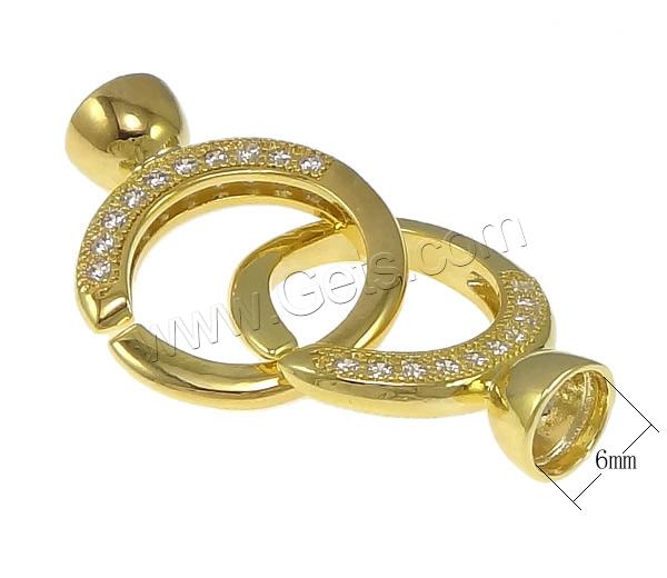 Brass Interlocking Clasp, plated, with end cap & micro pave cubic zirconia, more colors for choice, nickel, lead & cadmium free, Hole:Approx 6mm, Sold By Set