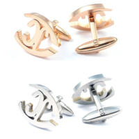 Stainless Steel Cufflink, 316L Stainless Steel, Letter, plated 