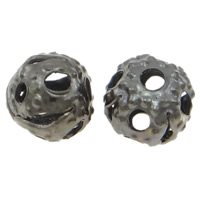 Iron Hollow Beads, Round, plated 4mm 