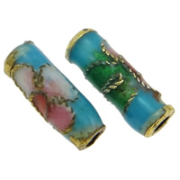 Filigree Cloisonne Beads, Tube, with flower pattern 