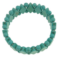 Synthetic Turquoise Bracelet, with Elastic Thread, Rhombus, green Inner Approx 56mm Approx 7 Inch 
