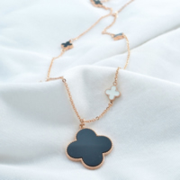 Stainless Steel Sweater Chain Necklace, 316L Stainless Steel, with Acrylic, Flower, rose gold color plated, oval chain & enamel Approx 25 Inch 